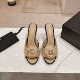 Double C New Camellia High Heel Beige Cream
